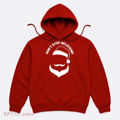 Don't Stop Believing Santa Face Hoodie