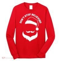 Don't Stop Believing Santa Face Long Sleeve Shirt thumb 0