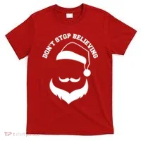 Don't Stop Believing Santa Face T-Shirt thumb 0