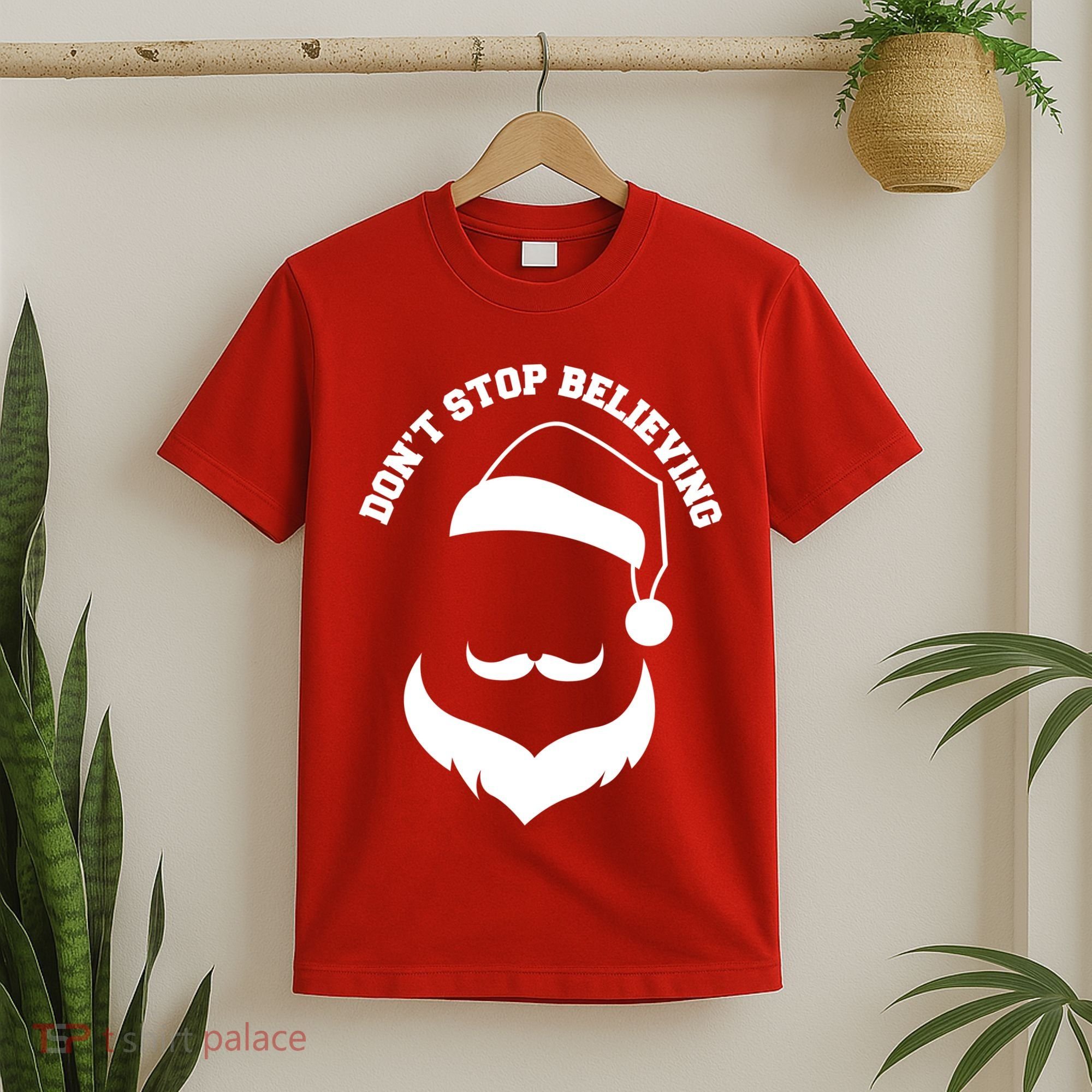Don't Stop Believing Santa Face T-Shirt