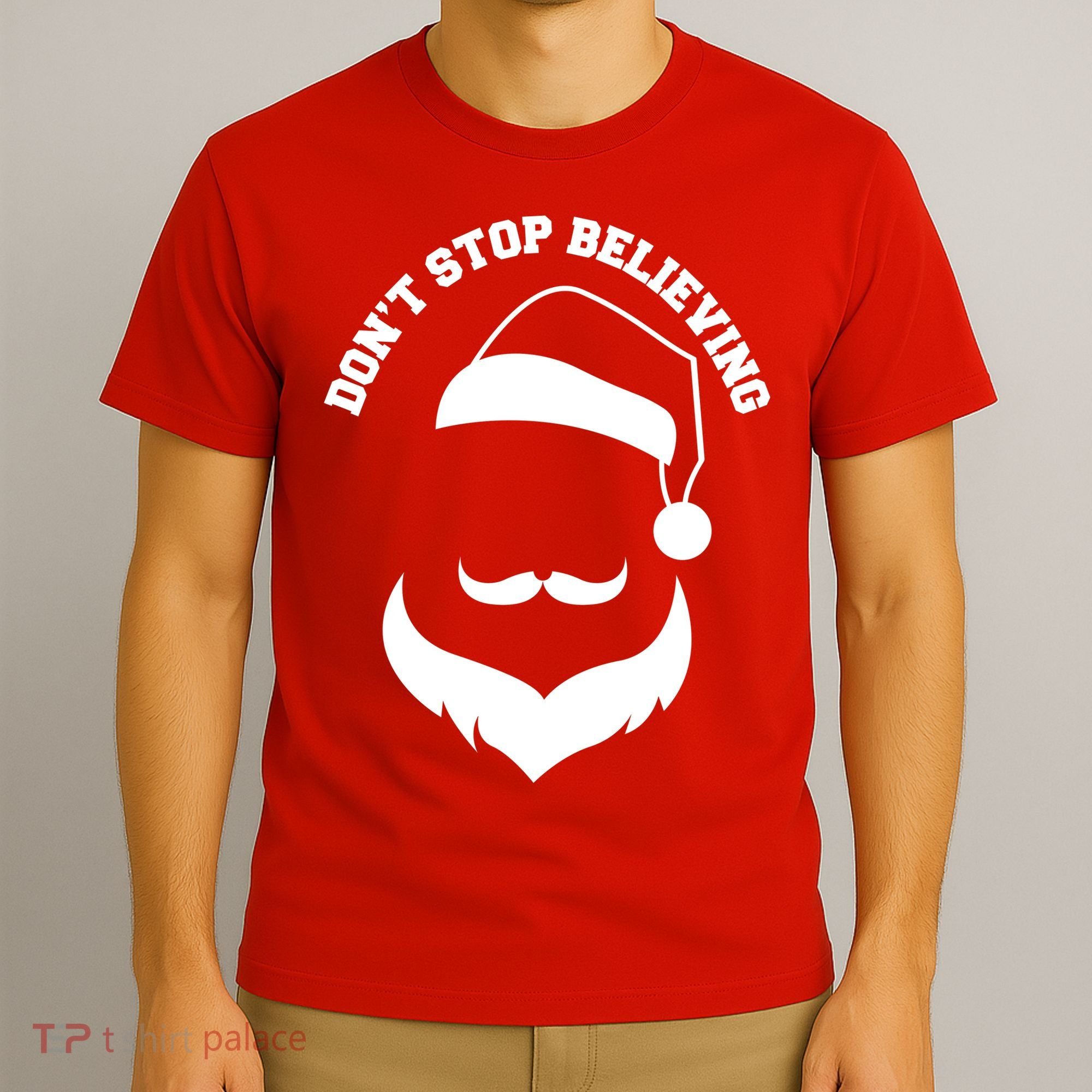 Don't Stop Believing Santa Face T-Shirt