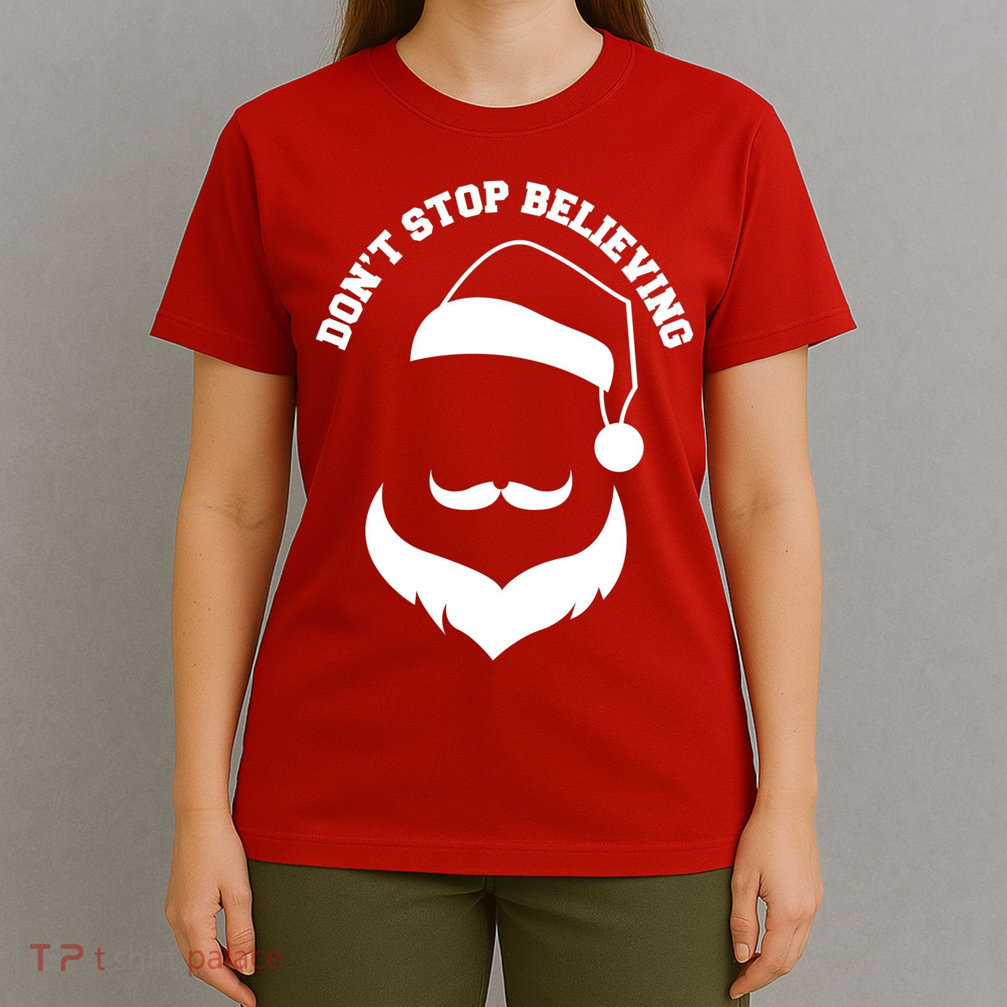 Don't Stop Believing Santa Face T-Shirt