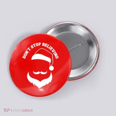 Don't Stop Believing Santa Face Button
