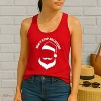 Don't Stop Believing Santa Face Women's Tank Top thumb 2