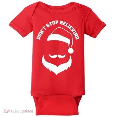 Don't Stop Believing Santa Face Baby Bodysuit