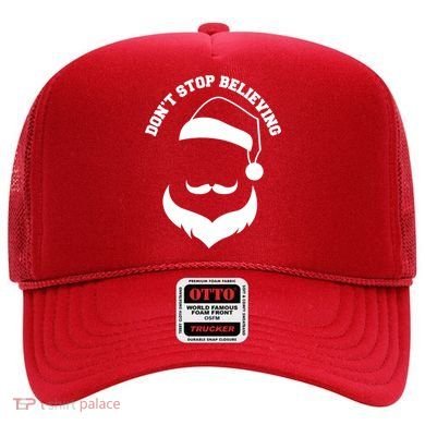Don't Stop Believing Santa Face Hat