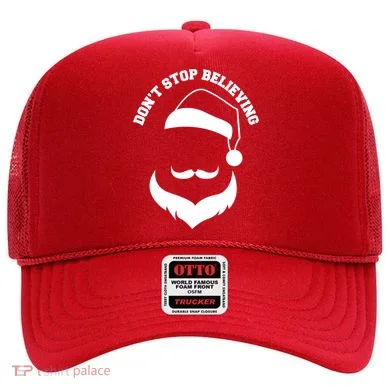 Don't Stop Believing Santa Face Hat