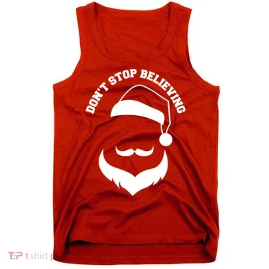 Don't Stop Believing Santa Face Tank Top