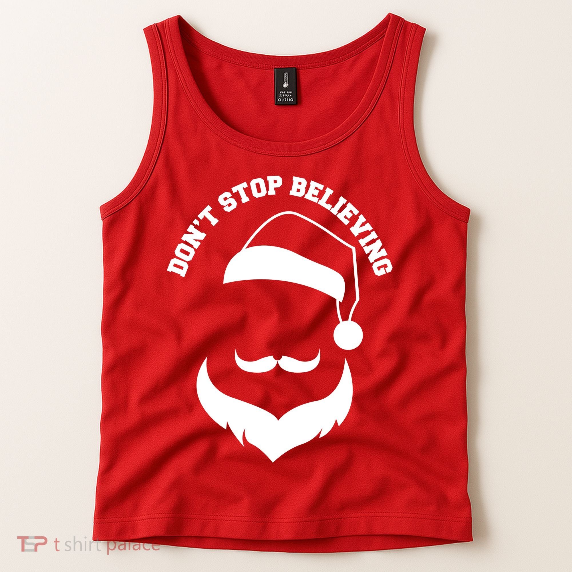 Don't Stop Believing Santa Face Tank Top