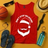Don't Stop Believing Santa Face Tank Top thumb 4