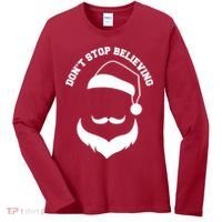 Don't Stop Believing Santa Face Women's Long Sleeve Shirt thumb 0