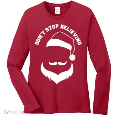 Don't Stop Believing Santa Face Women's Long Sleeve Shirt