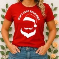 Don't Stop Believing Santa Face Women's T-Shirt thumb 2