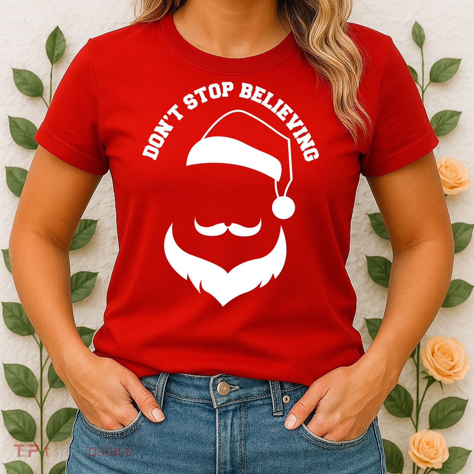 Don't Stop Believing Santa Face Women's T-Shirt