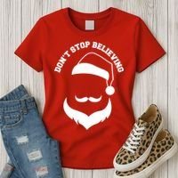 Don't Stop Believing Santa Face Women's T-Shirt thumb 3