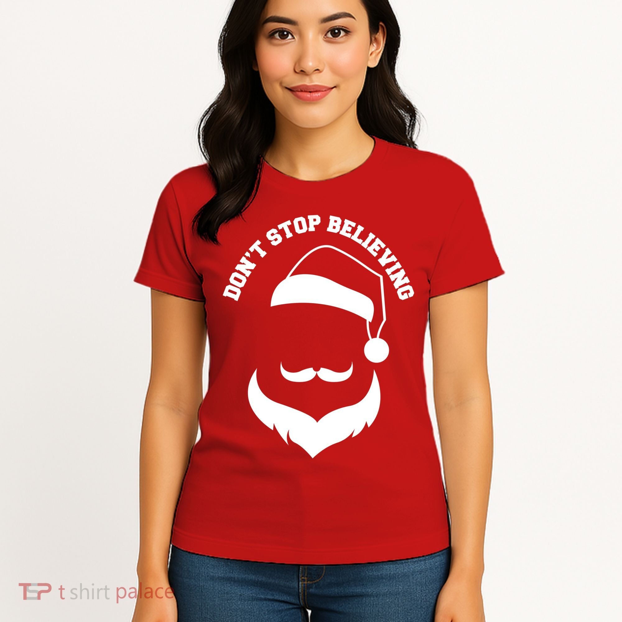 Don't Stop Believing Santa Face Women's T-Shirt