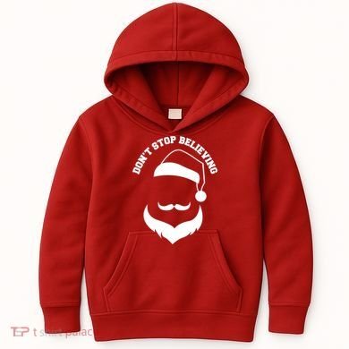 Don't Stop Believing Santa Face Kids Hoodie