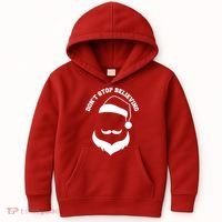 Don't Stop Believing Santa Face Kids Hoodie thumb 0