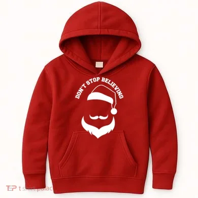 Don't Stop Believing Santa Face Kids Hoodie
