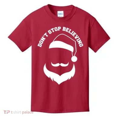 Don't Stop Believing Santa Face Kids T-Shirt