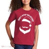 Don't Stop Believing Santa Face Kids T-Shirt thumb 2