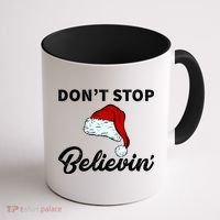 Don't Stop Believing Santa Hat Coffee Mug thumb 1