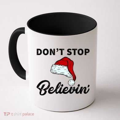Don't Stop Believing Santa Hat Coffee Mug