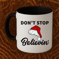 Don't Stop Believing Santa Hat Coffee Mug thumb 2