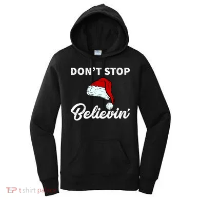 Don't Stop Believing Santa Hat Women's Hoodie