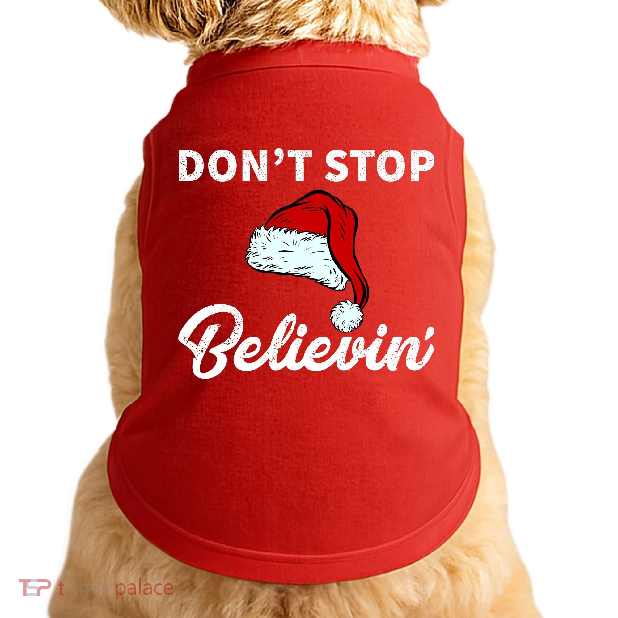 Don't Stop Believing Santa Hat Doggie Tank