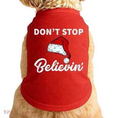 Don't Stop Believing Santa Hat Doggie Tank