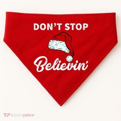Don't Stop Believing Santa Hat USA-Made Doggie Bandana