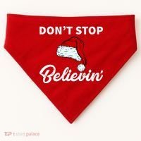 Don't Stop Believing Santa Hat USA-Made Doggie Bandana thumb 0