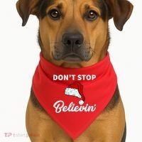 Don't Stop Believing Santa Hat USA-Made Doggie Bandana thumb 1