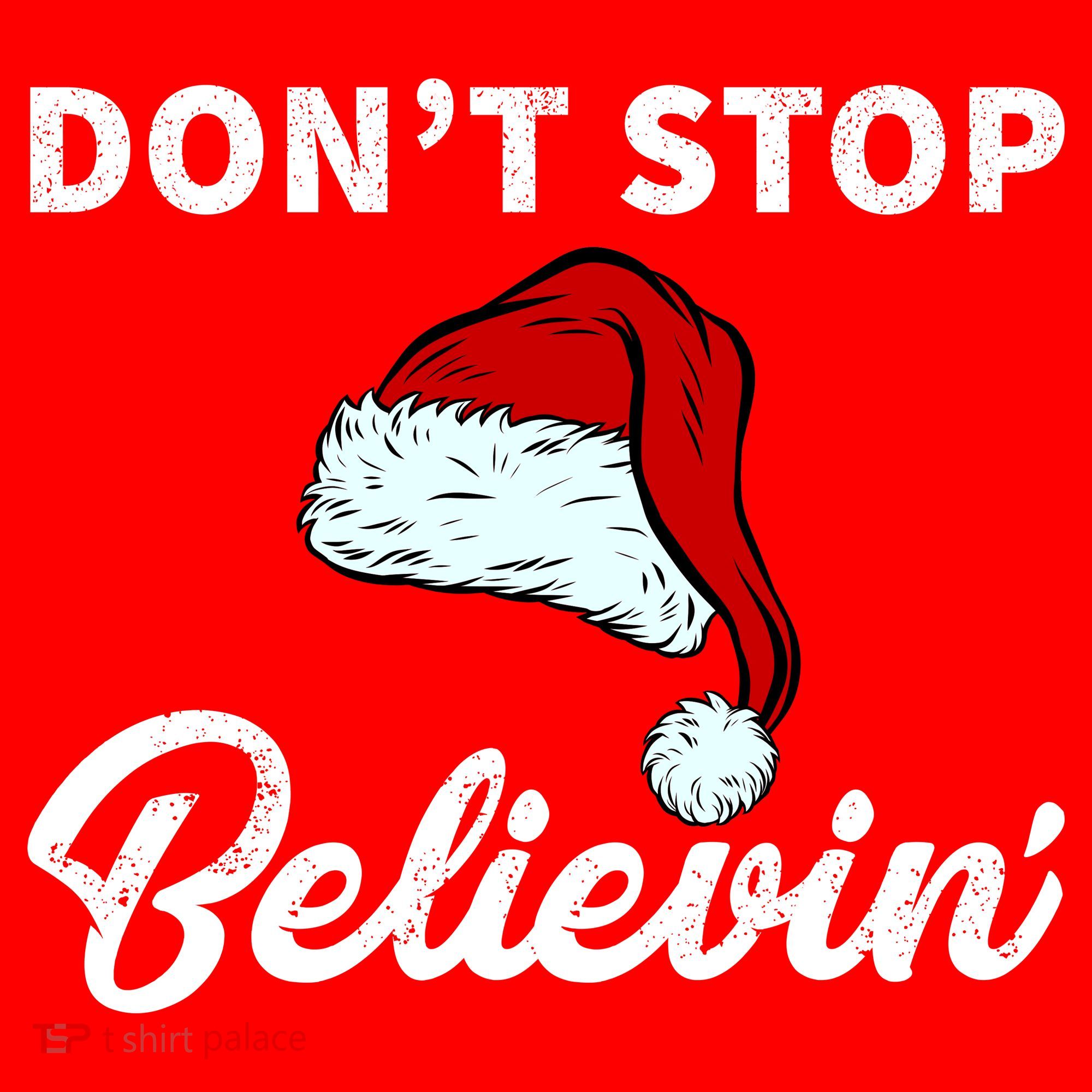 Don't Stop Believing Santa Hat USA-Made Doggie Bandana