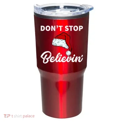 Don't Stop Believing Santa Hat Tumbler