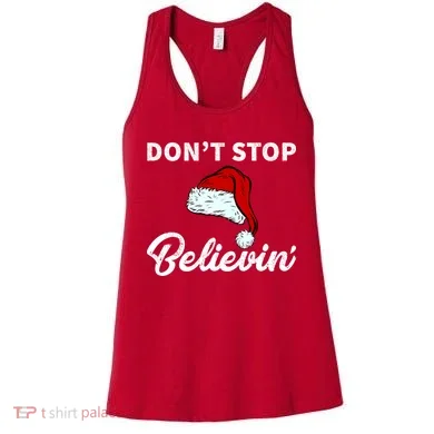 Don't Stop Believing Santa Hat Women's Tank Top