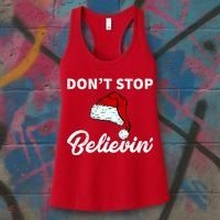 Don't Stop Believing Santa Hat Women's Tank Top thumb 3