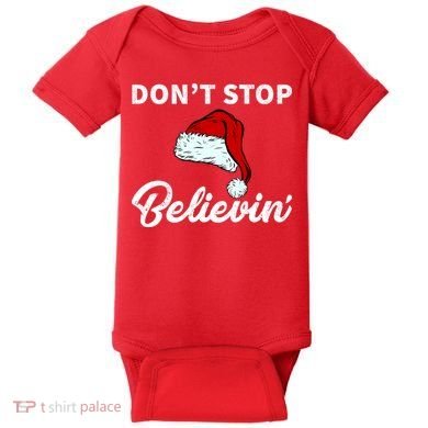 Don't Stop Believing Santa Hat Baby Bodysuit