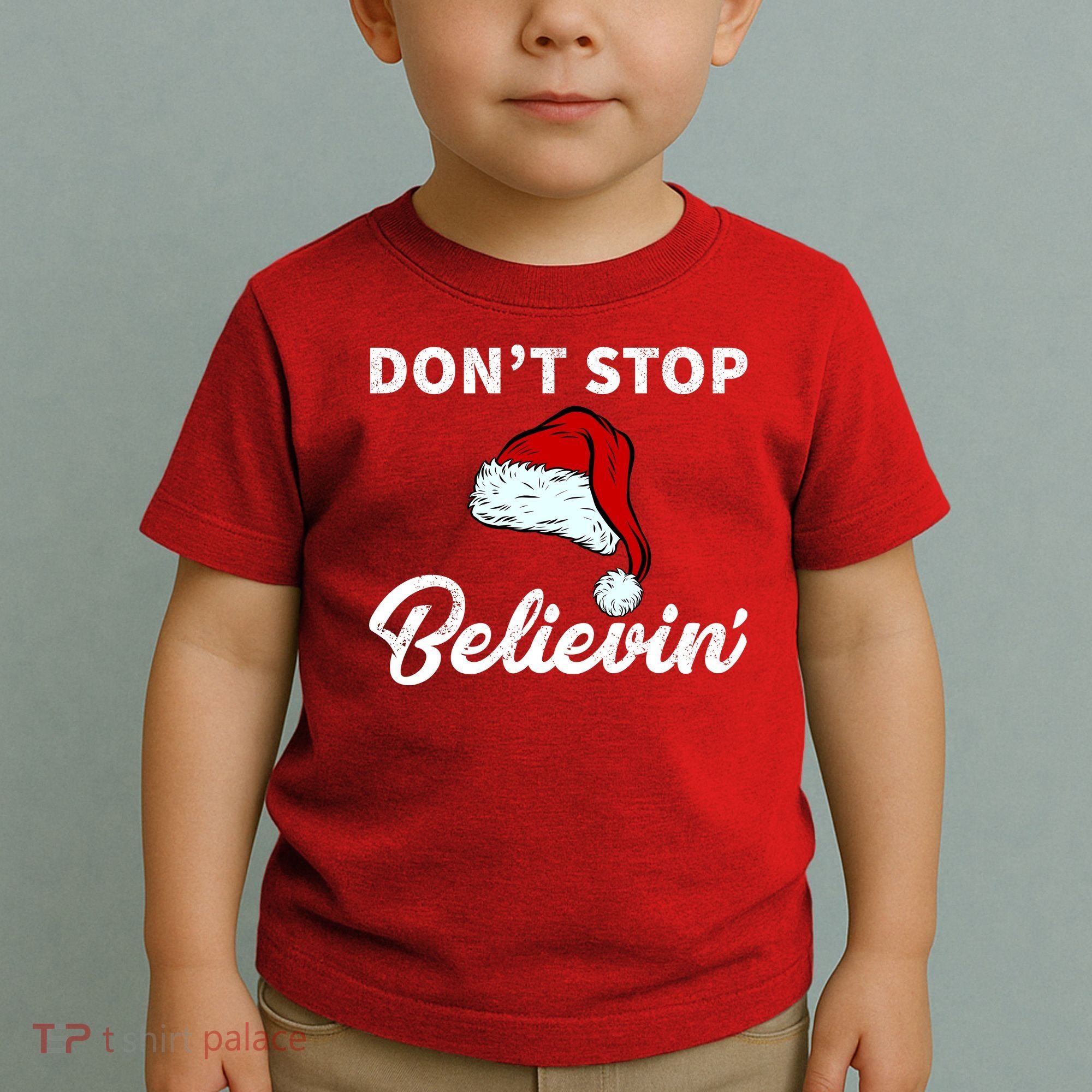 Don't Stop Believing Santa Hat Toddler T-Shirt
