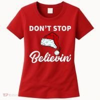 Don't Stop Believing Santa Hat Women's T-Shirt thumb 0