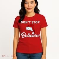 Don't Stop Believing Santa Hat Women's T-Shirt thumb 4