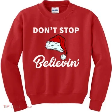 Don't Stop Believing Santa Hat Kids Sweatshirt