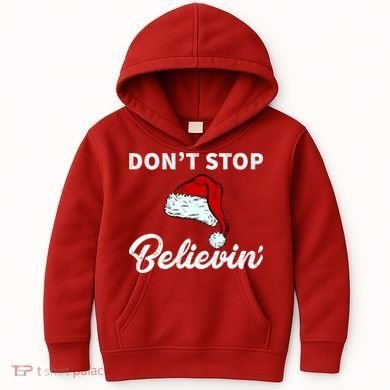 Don't Stop Believing Santa Hat Kids Hoodie