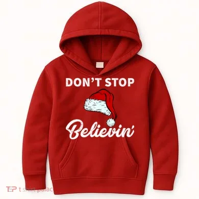 Don't Stop Believing Santa Hat Kids Hoodie