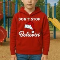 Don't Stop Believing Santa Hat Kids Hoodie thumb 2