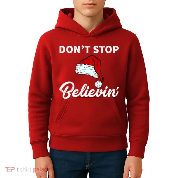 Don't Stop Believing Santa Hat Kids Hoodie