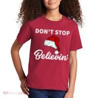 Don't Stop Believing Santa Hat Kids T-Shirt thumb 2