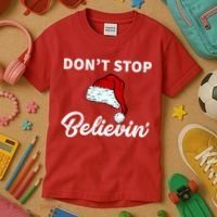 Don't Stop Believing Santa Hat Kids T-Shirt thumb 3
