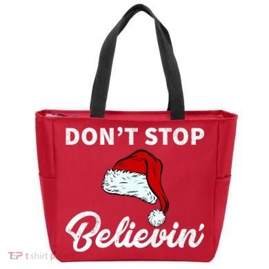 Don't Stop Believing Santa Hat Tote Bag